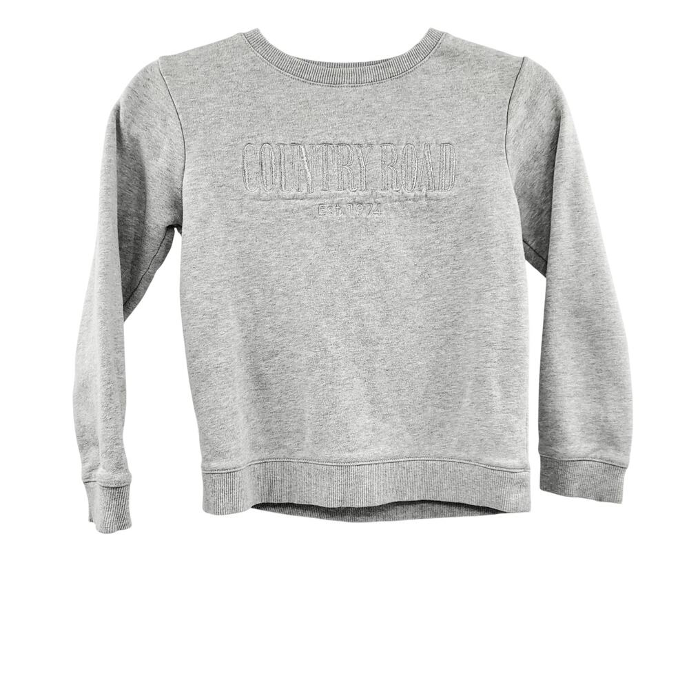 Country Road Traceable Australian Cotton Grey Embroidered Crewneck Sweater Sz 8